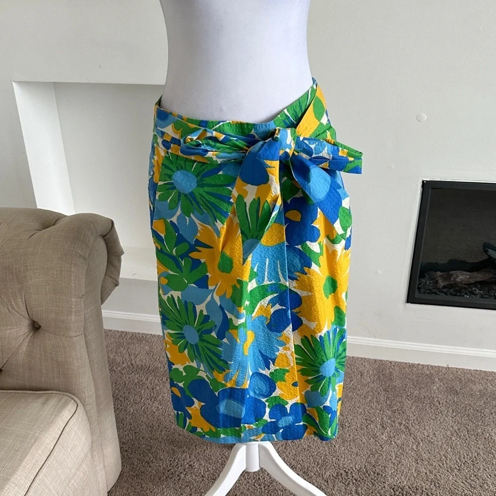 J. Crew Blue and Yellow Floral Swim Sarong